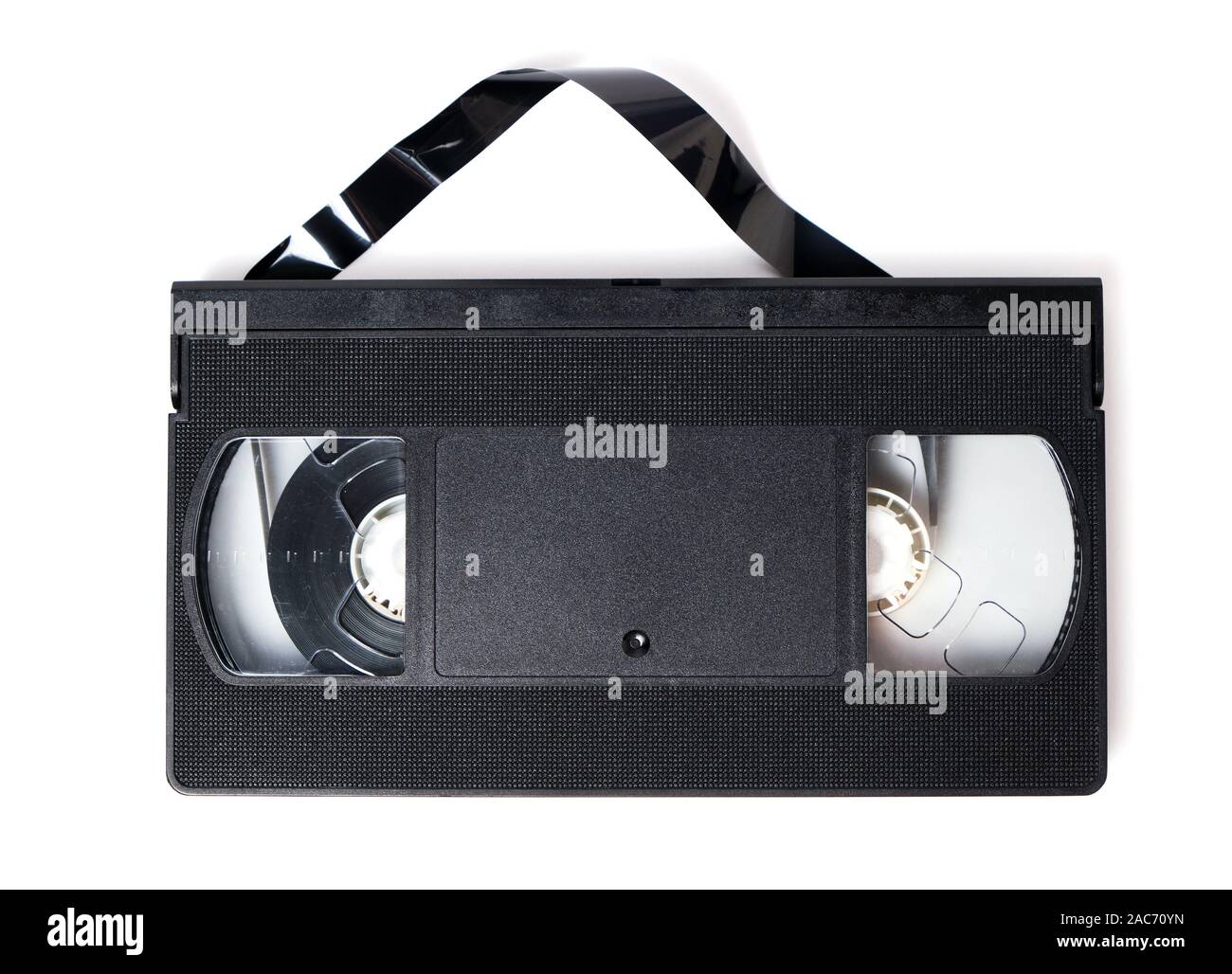 Retro videotape on white background, close-up isolate. Stock Photo