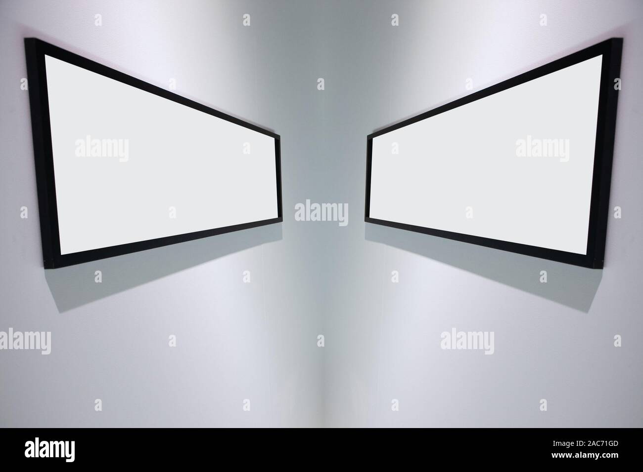 blank white picture frame on wall with nobody Stock Photo Alamy