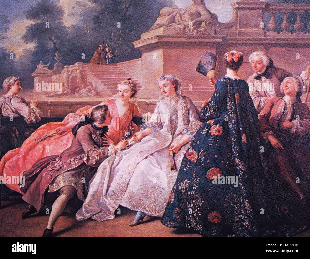 Halftone postcard image: 'The Declaration of Love' (1731) oil painting by Jean François de Troy (1679-1752) Stock Photo