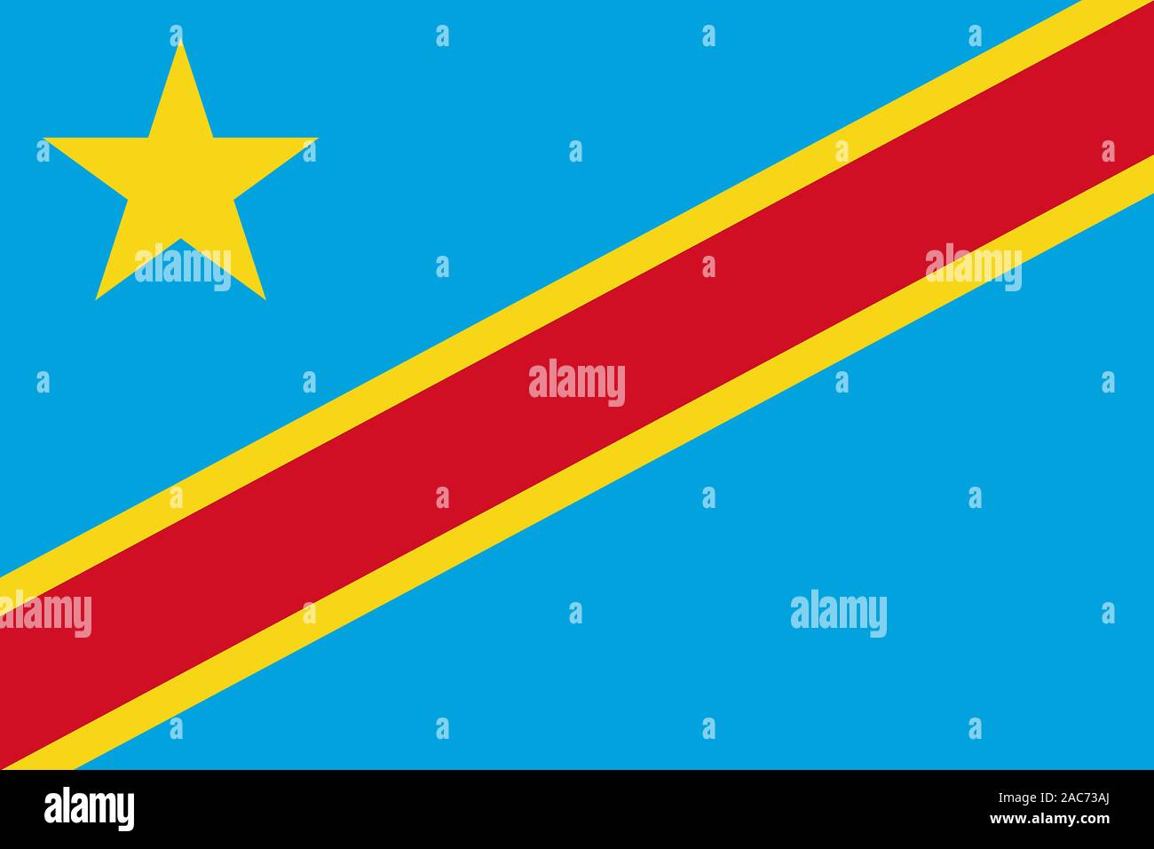 Nationalfahne, Flagge von Kongo, Demokratische Republik, Zentralafrika, Afrika Stock Photo