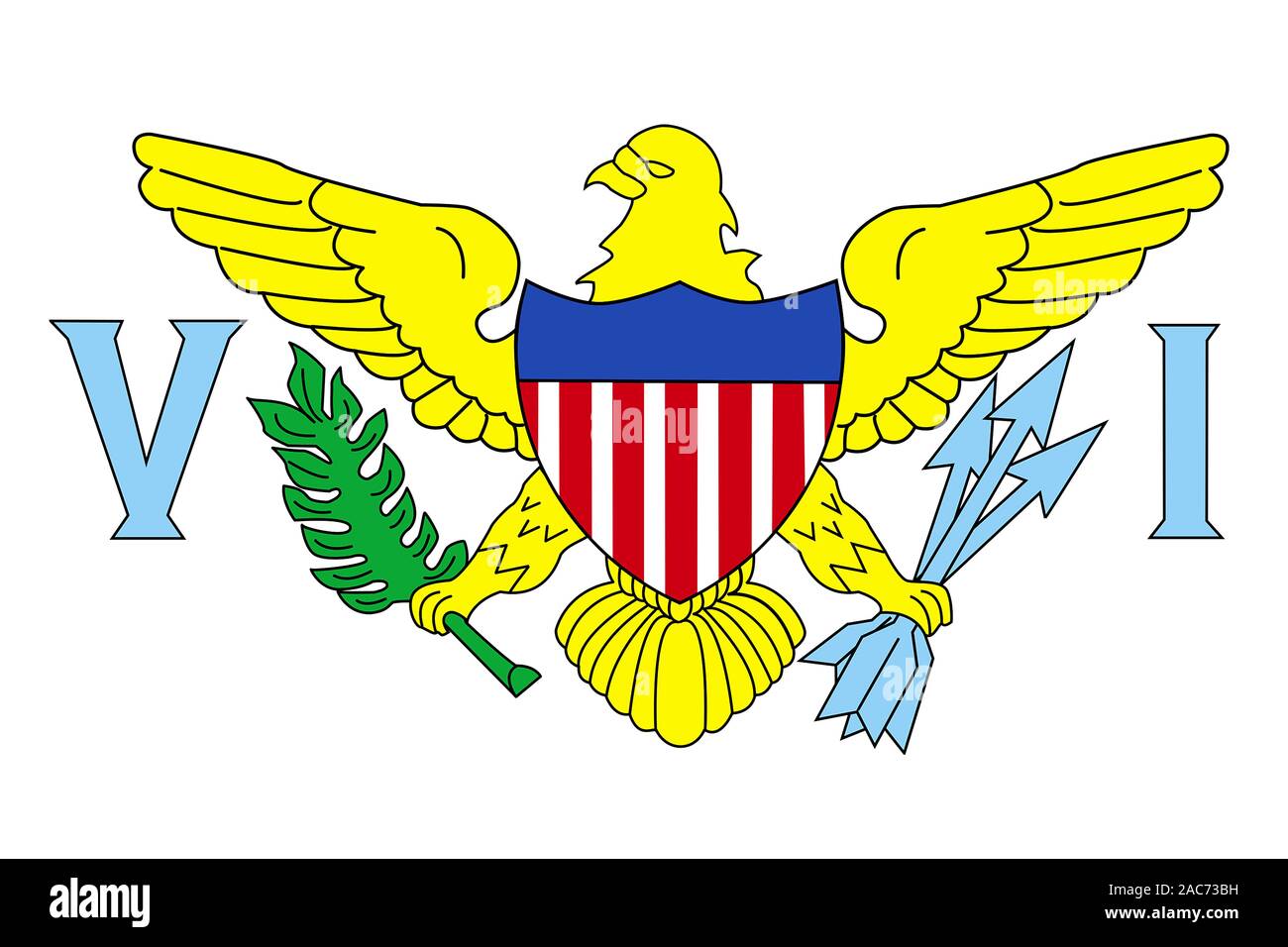 Nationalfahne, Flagge von US-Virgin Islands, Karibik Stock Photo