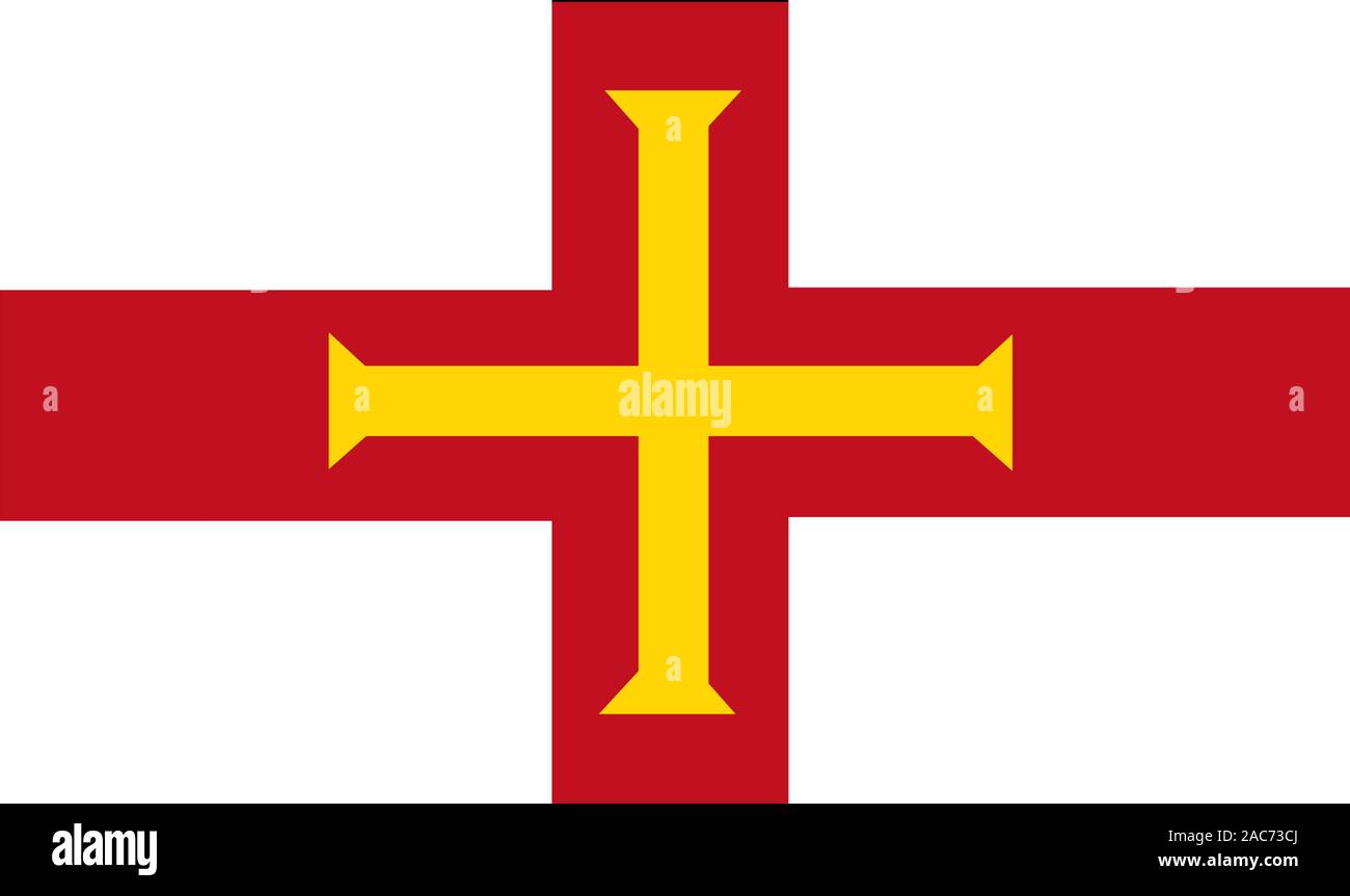 Nationalfahne, Flagge von Guersey, Britische Krone unterstellt, Stock Photo