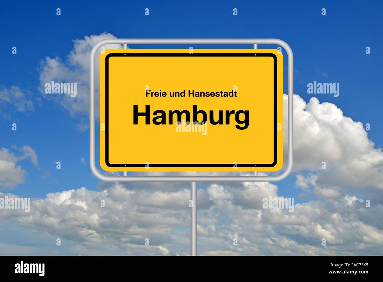 Ortsschild, Stadt, Freie und Hansestadt Hamburg, Bundesrepublik Deutschland, Stock Photo