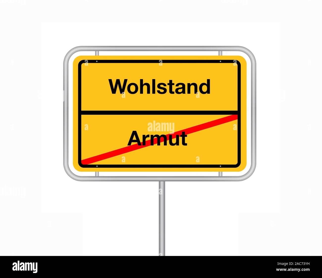 Ortsschild, Ortsausgangsschild, Armut, Wohlstand,  Bundesrepublik Deutschland, Stock Photo