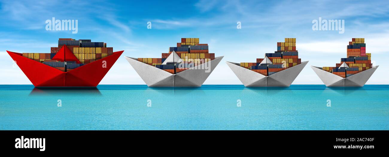 Shipping concept - Paper boats, four cargo container ships in the turquoise  sea with blue sky and clouds Stock Photo - Alamy