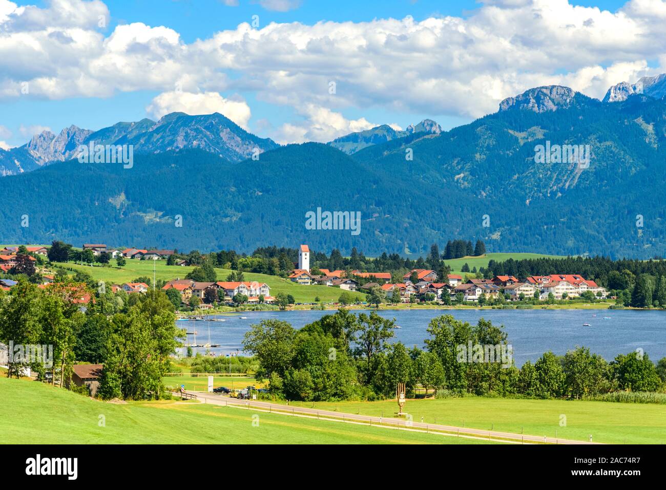 Beautiful countryside in the alpine foothills in bavarian Allgäu Stock Photo