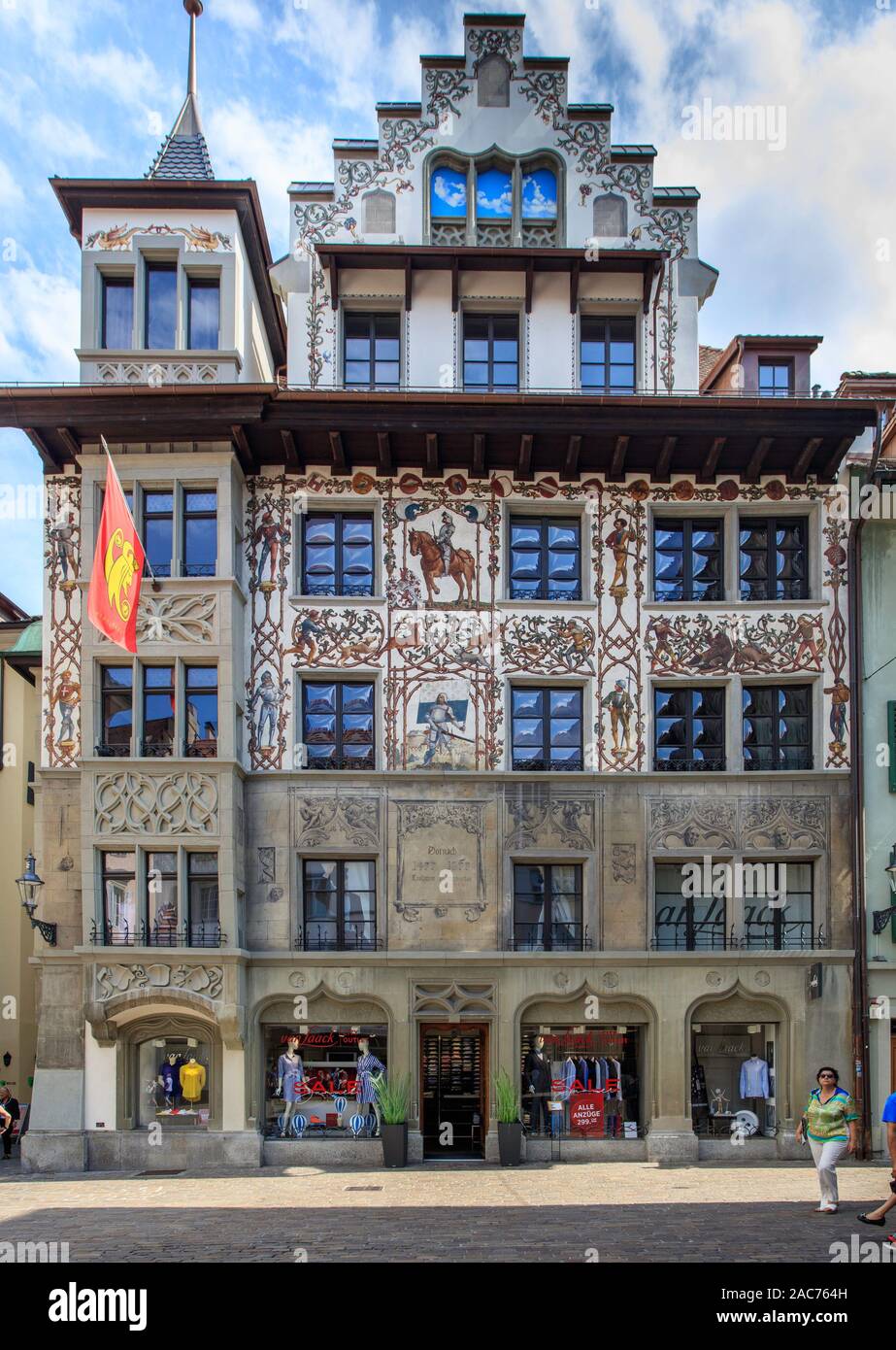 Painted house in Hirschenplatz commemorating the Dormach battle