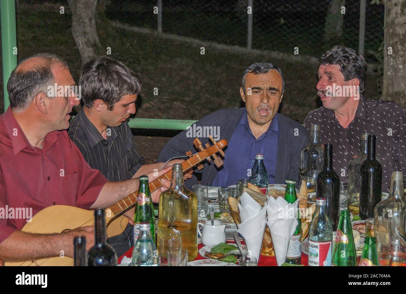 singing men during festivities in Kakheti, Georgia Stock Photo