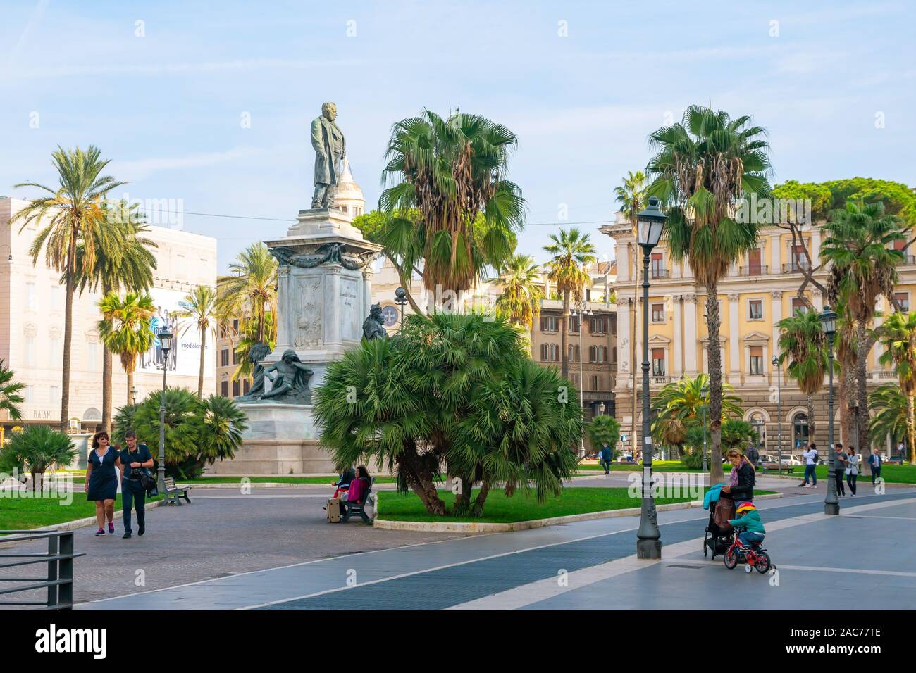 Rome, Italy - 29.10.2019: Monument to Camillo Cavour on the square of ...