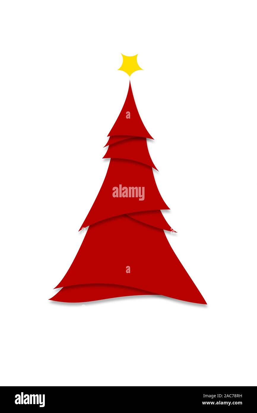 Invitation Poster Illustration of Simplistic Stylized Christmas Tree  on White Stock Photo