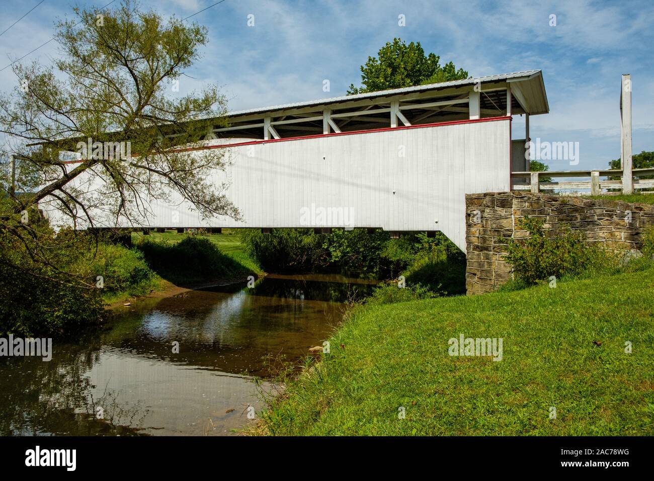 Ryot Covered Bridge, Bowser Road, West St Clair Township, PA Stock