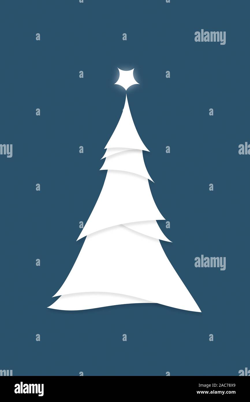 Invitation Poster Illustration of Simplistic Stylized Christmas Tree  on Blue Stock Photo