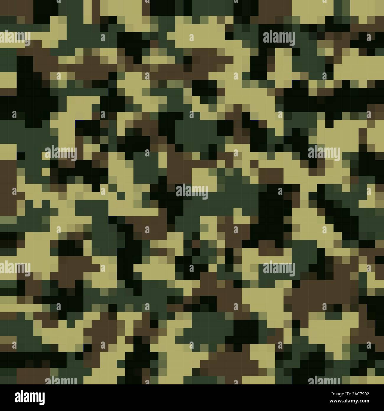 Urban Camouflage Background. Army Military Pattern. Green Pixel Fabric Textile Print for Uniforms and Weapons Stock Vector