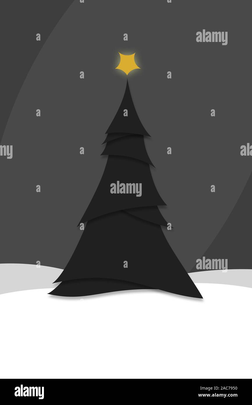 Invitation Poster Illustration of Simplistic Stylized Christmas Tree Stock Photo