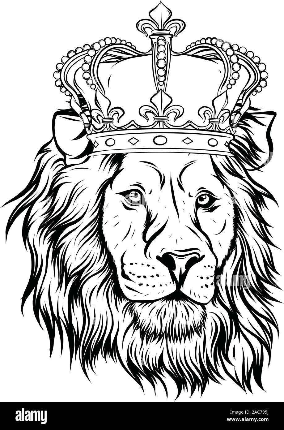 Vector illustration the lion king, the head of a lion in the crown, on a white  background Stock Vector Image & Art - Alamy