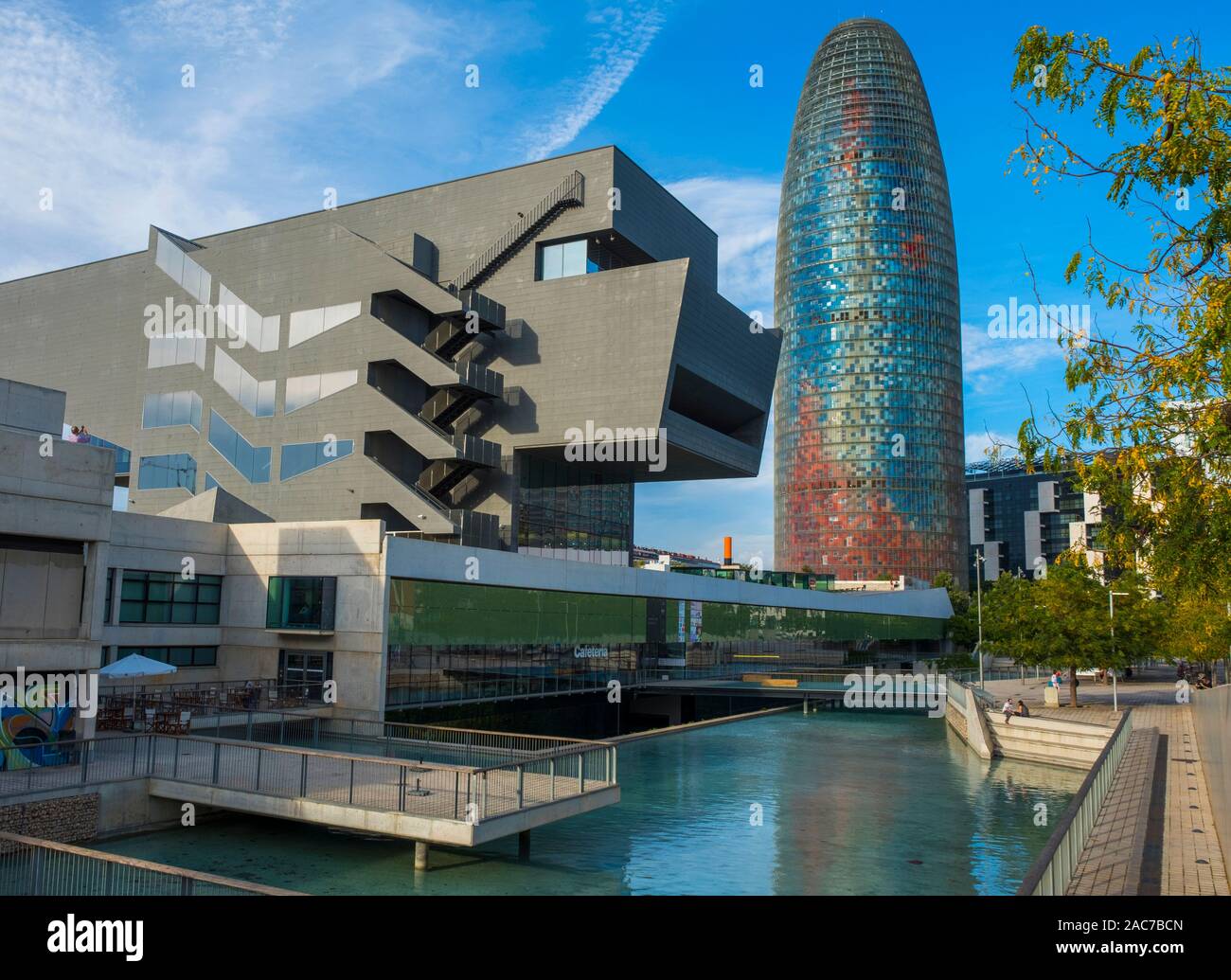 The Design Museum and Agbar Tower in Barcelona. Stock Photo