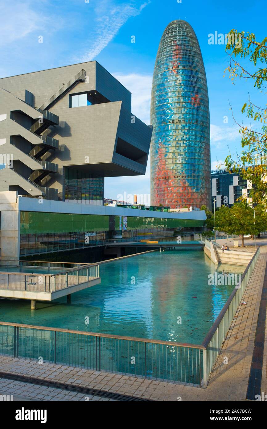 The Design Museum and Agbar Tower in Barcelona Stock Photo