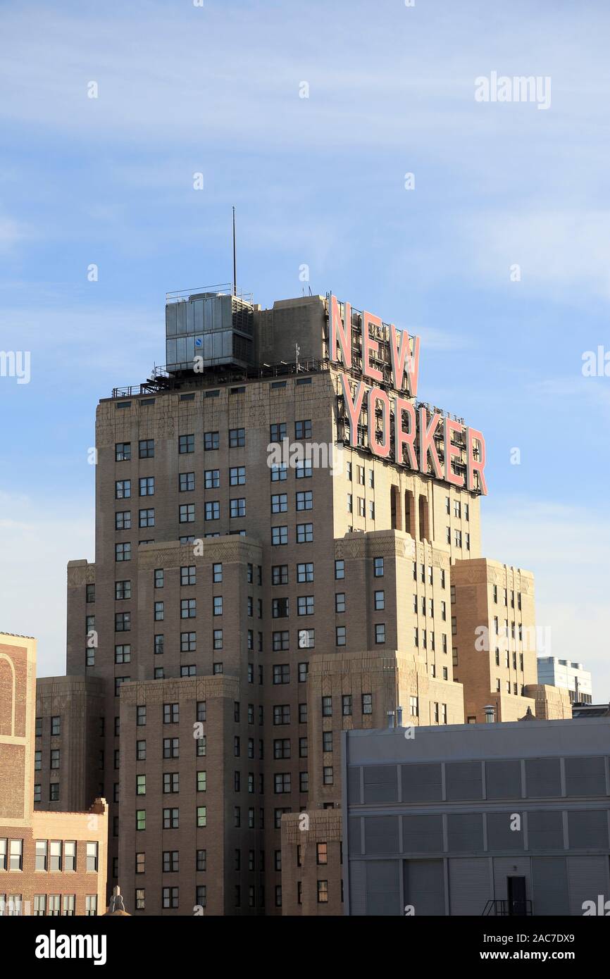 Wyndham New Yorker Hotel, Historic Art Deco Building, Manhattan, New York City, USA Stock Photo