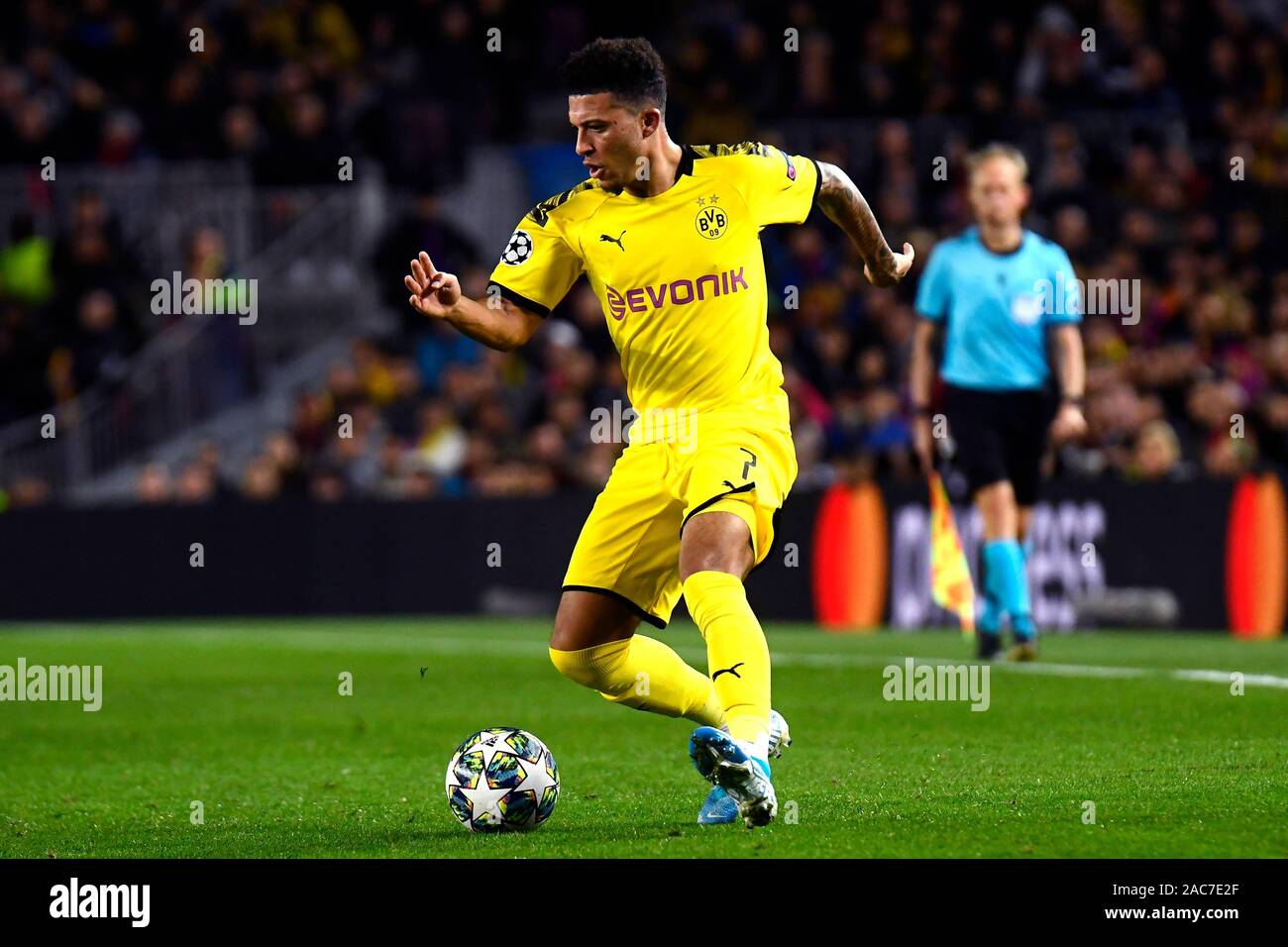 BARCELONA, 27-11-2019. UEFA Champions League 2019/ 2020, Date 5. Barcelona  - Borussia Dortmund. Jadon Sancho of Borussia Dortmund Stock Photo - Alamy