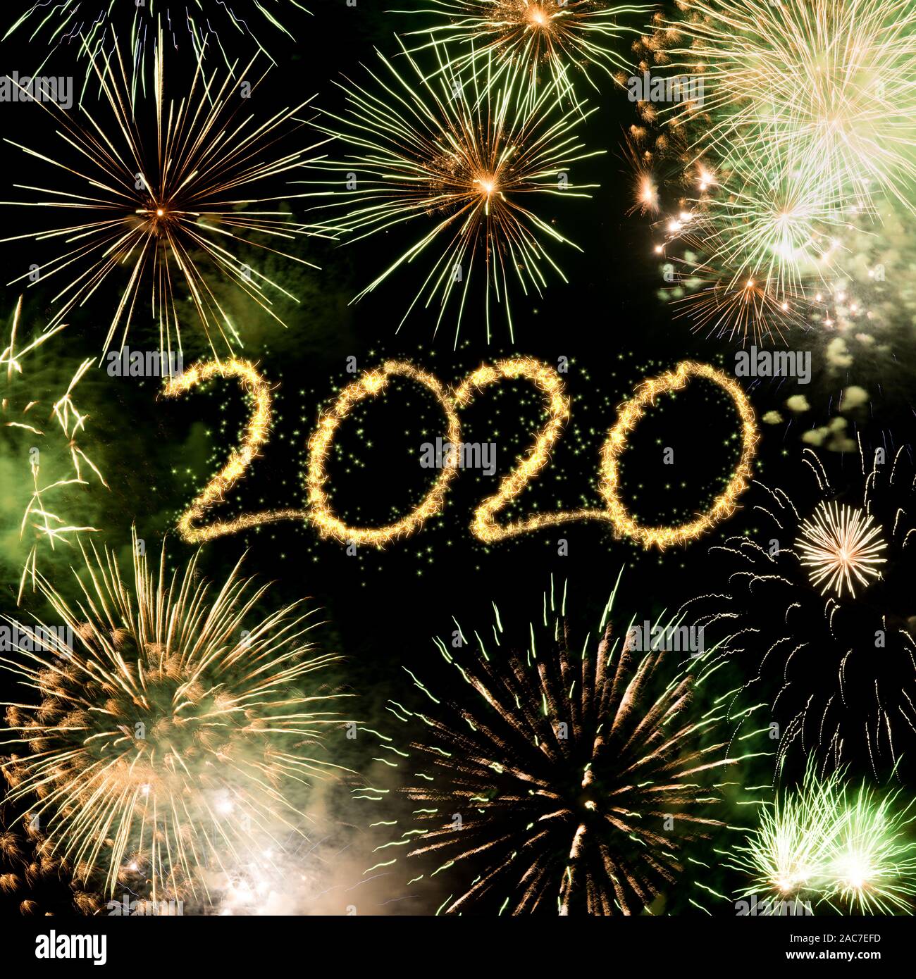2020 New Year fireworks background Stock Photo - Alamy