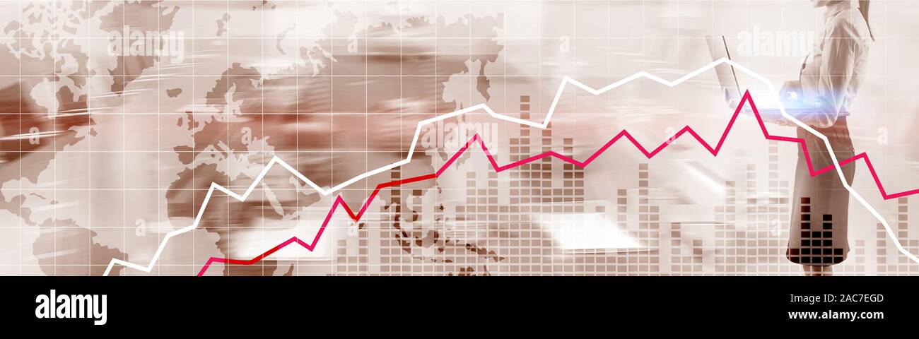 Red And White Stock Market Graph Web Header Or Banner Stock Photo