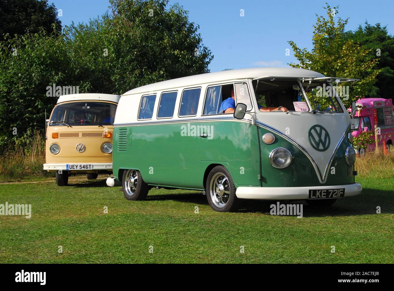 Volkswagen vans on exhibition at a classic car show held in Orpington ...
