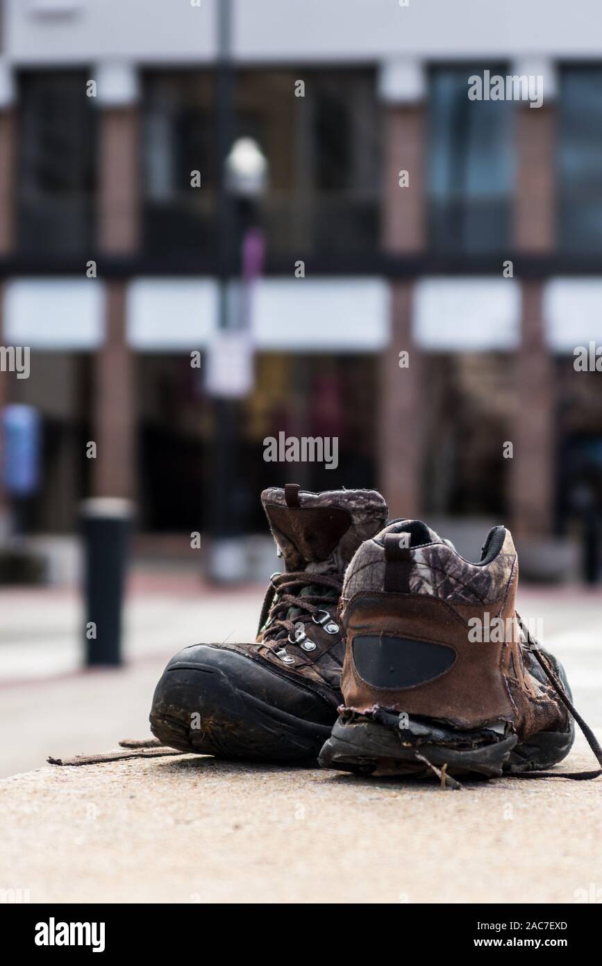Pair Old Work Boots Hi res Stock Photography And Images Alamy