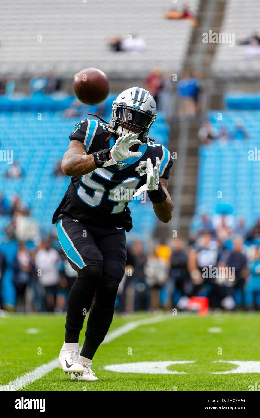 Carolina Panthers outside linebacker Shaq Thompson, right and