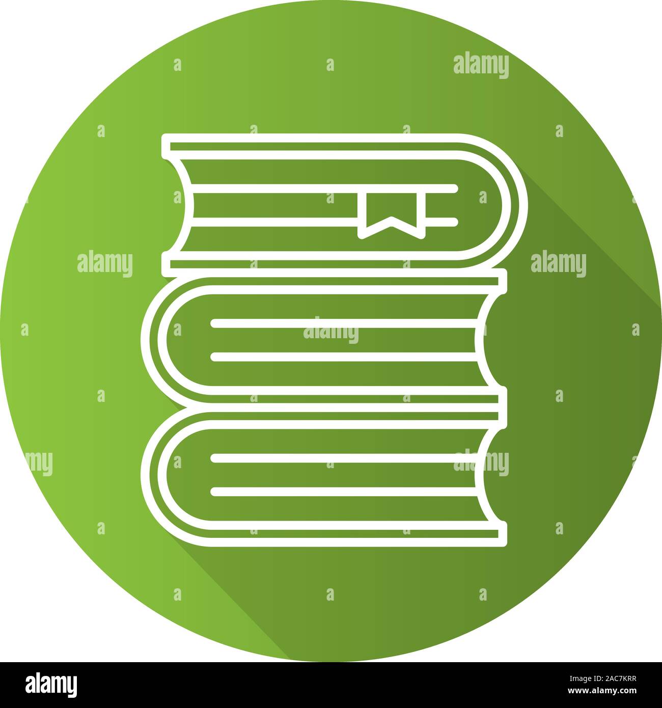 Books stack flat linear long shadow icon. Library. School textbooks with bookmarks. Vector line symbol Stock Vector