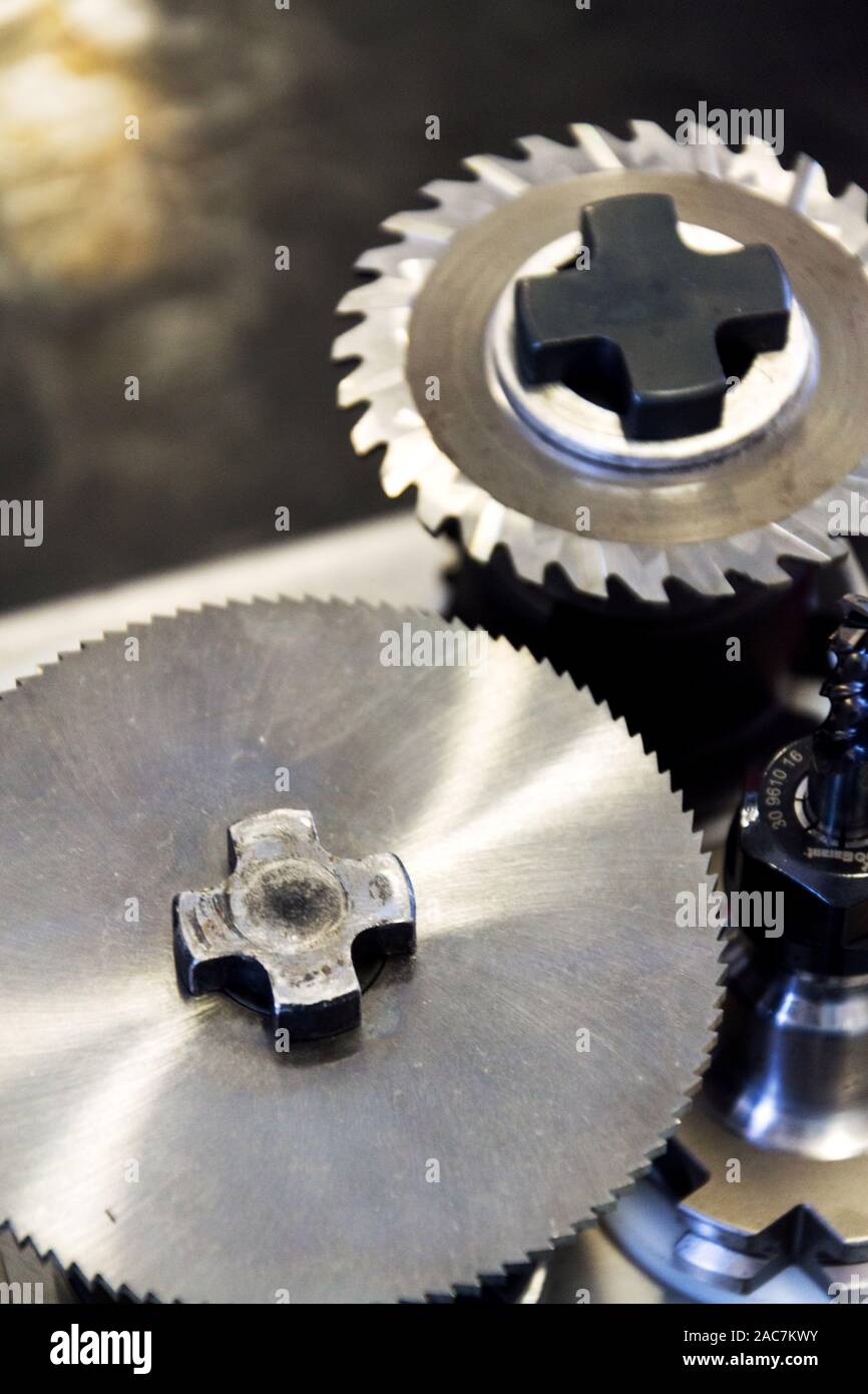 Modern CNC milling machine cutters, industry 4.0 concept Stock Photo