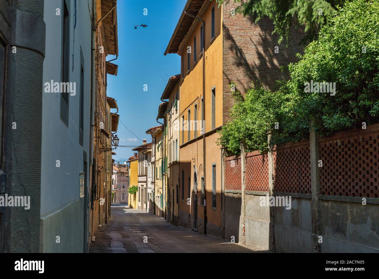 Montopoli in Val d'Arno narrow street architecture. It is a municipality in the Province of Pisa in the Italian region Tuscany. Stock Photo