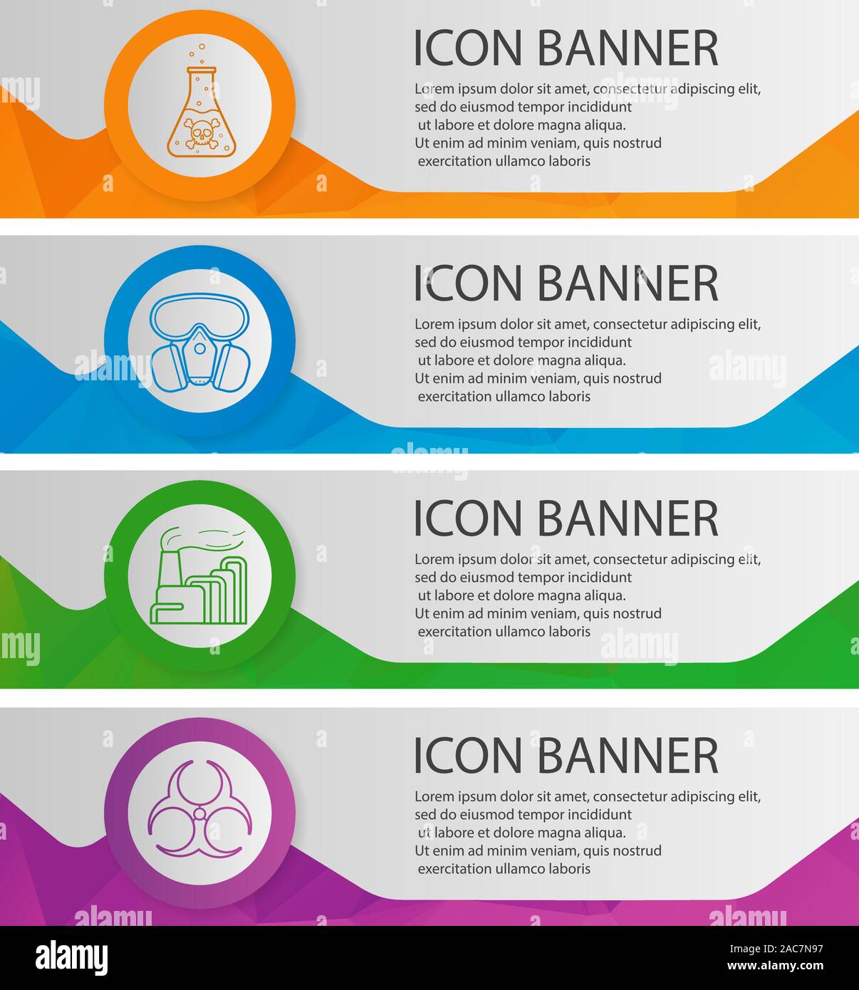 Industrial Pollution Banner Templates Set Easy To Edit Factory