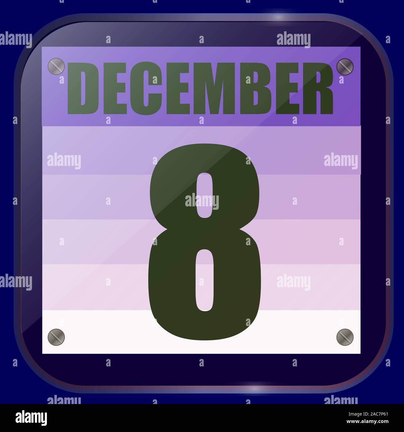 December 8 icon. Calendar date for planning important day. December 8th
