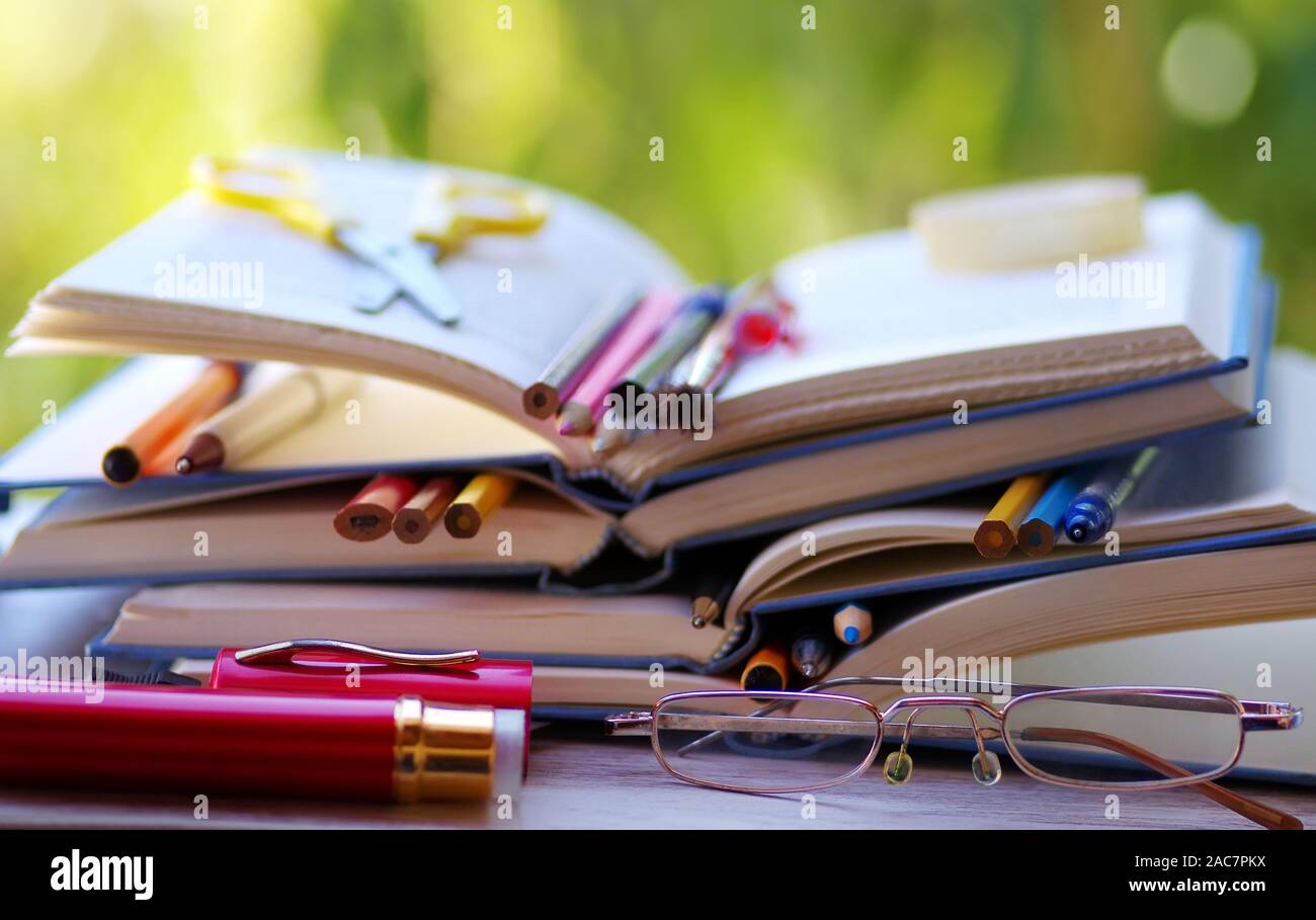 Pens and books stock image. Image of school, pencils, university - 5982045