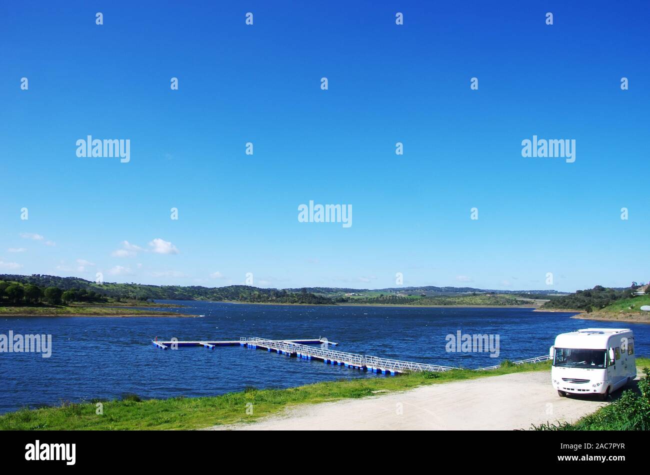 Caravan In Alqueva Lake South Of Portugal Stock Photo Alamy