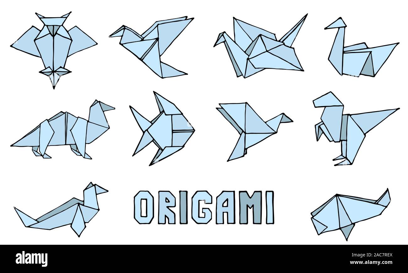 Origami animals collection. Hand drawn origami doodle set. Can be use like  a logo, icon or sticker. Minimalistic vector illustration Stock Vector  Image & Art - Alamy