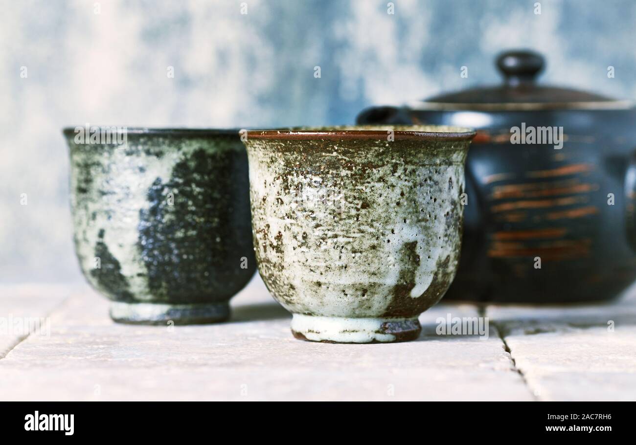 Japanese Ceramic Tea Cups Stock Photo Alamy