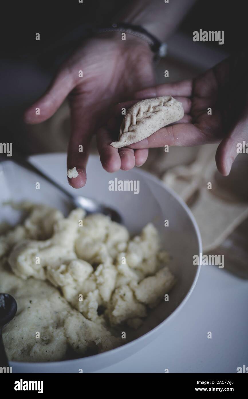 pasta making - SARDINIAN CULURGIONES Stock Photo