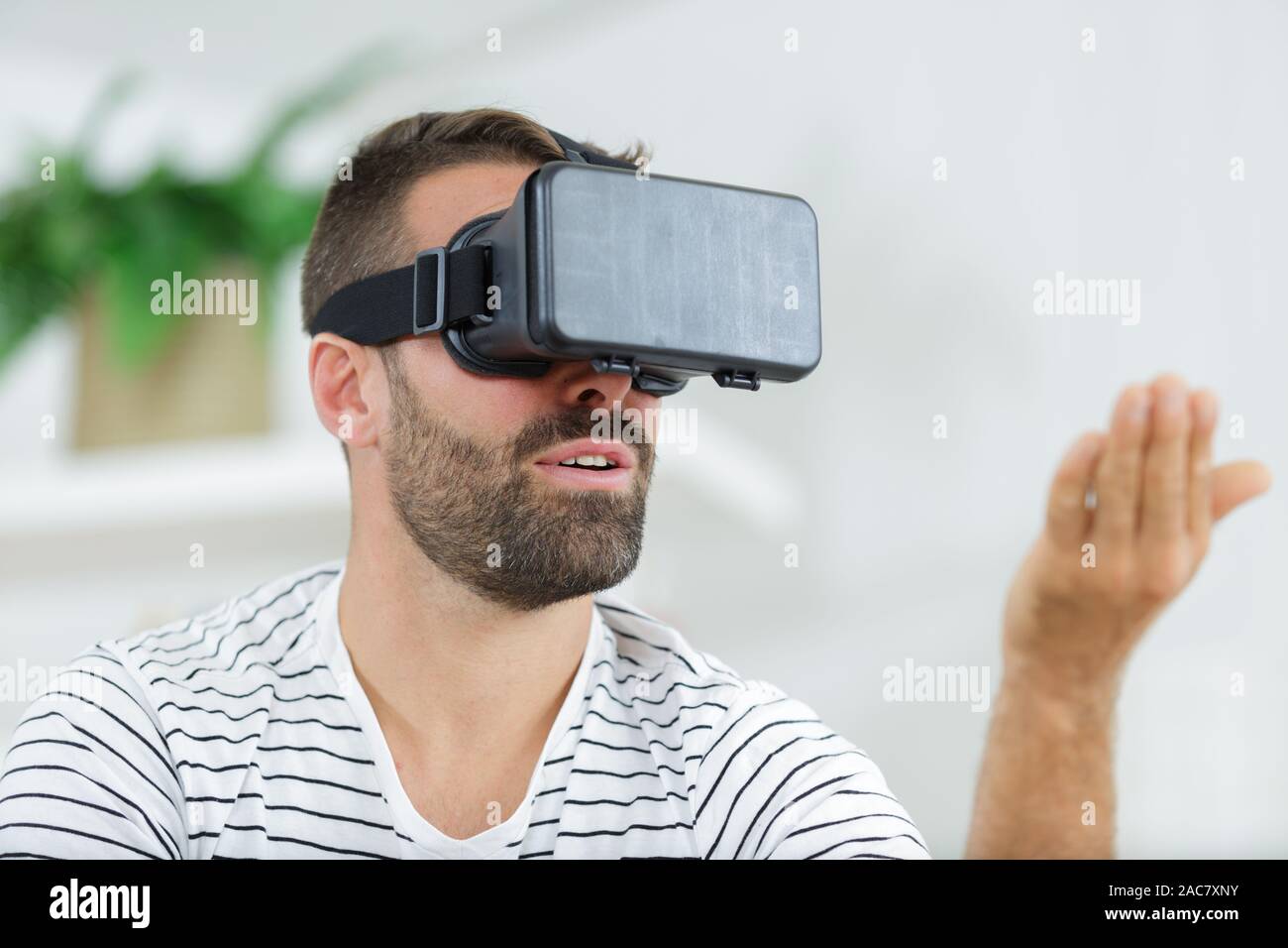 a man with vr headset Stock Photo