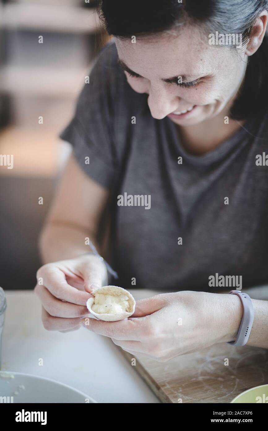 pasta making - SARDINIAN CULURGIONES Stock Photo