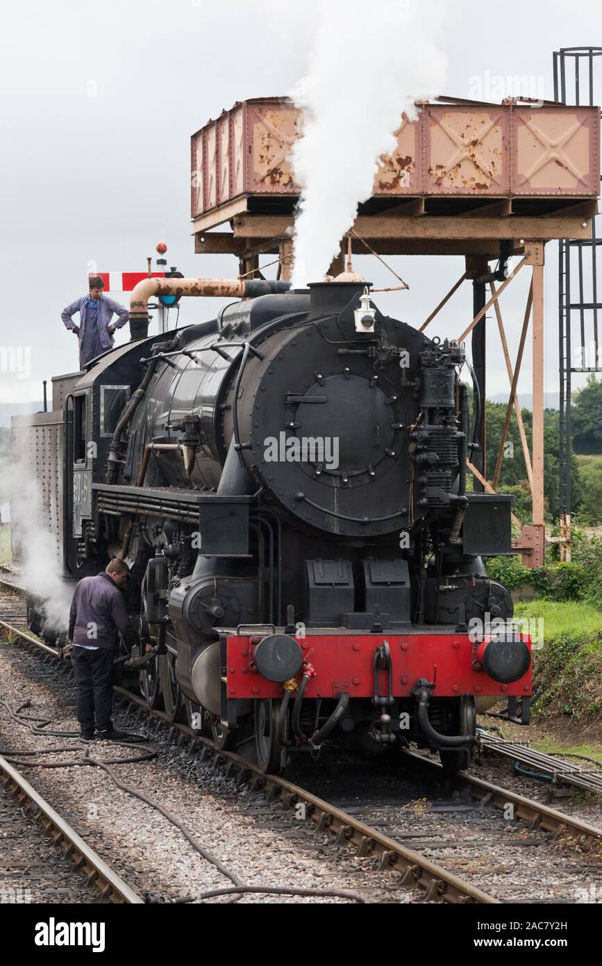 Steam 6046, USATC train at Lydeard Station in