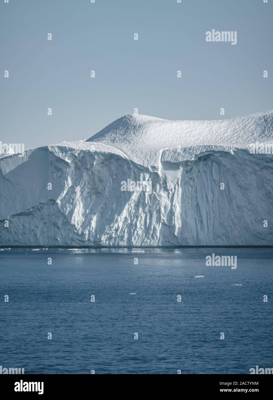 Greenland. The biggest glacier on a Jakobshavn. Huge icebergs of