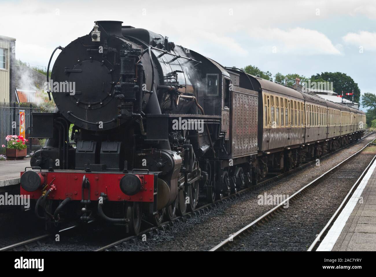 Steam 6046, USATC train at Lydeard Station in