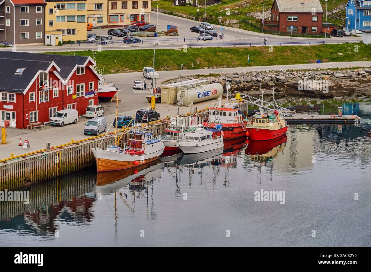 Hammerfest  Norway.the city of Hammerfest Norway is the northernmost city in Europe  Located well above the Arctic Circle the city is in the 'Land of Stock Photo