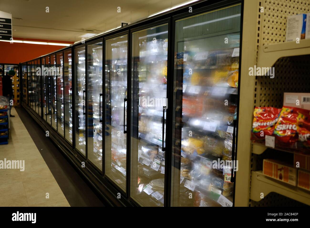 Freezer aisle of the local grocery store. Ottawa, Ontario, Canada Stock