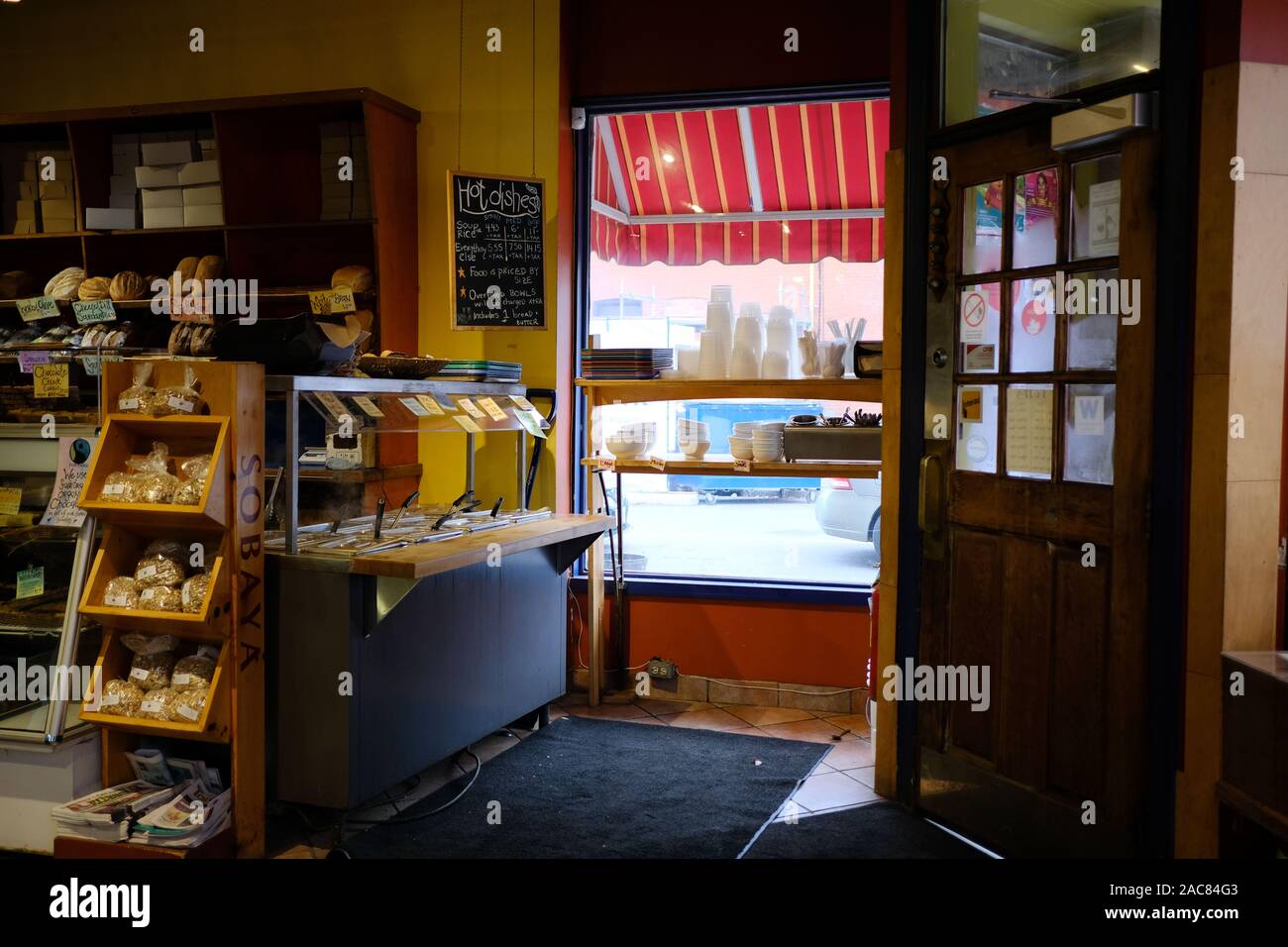 Fresh made hot meals counter in the bakery section of the Wild Oat