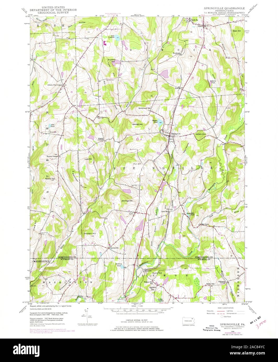 Springerville Lateral Map Springville pennsylvania map hi-res stock photography and images - Alamy