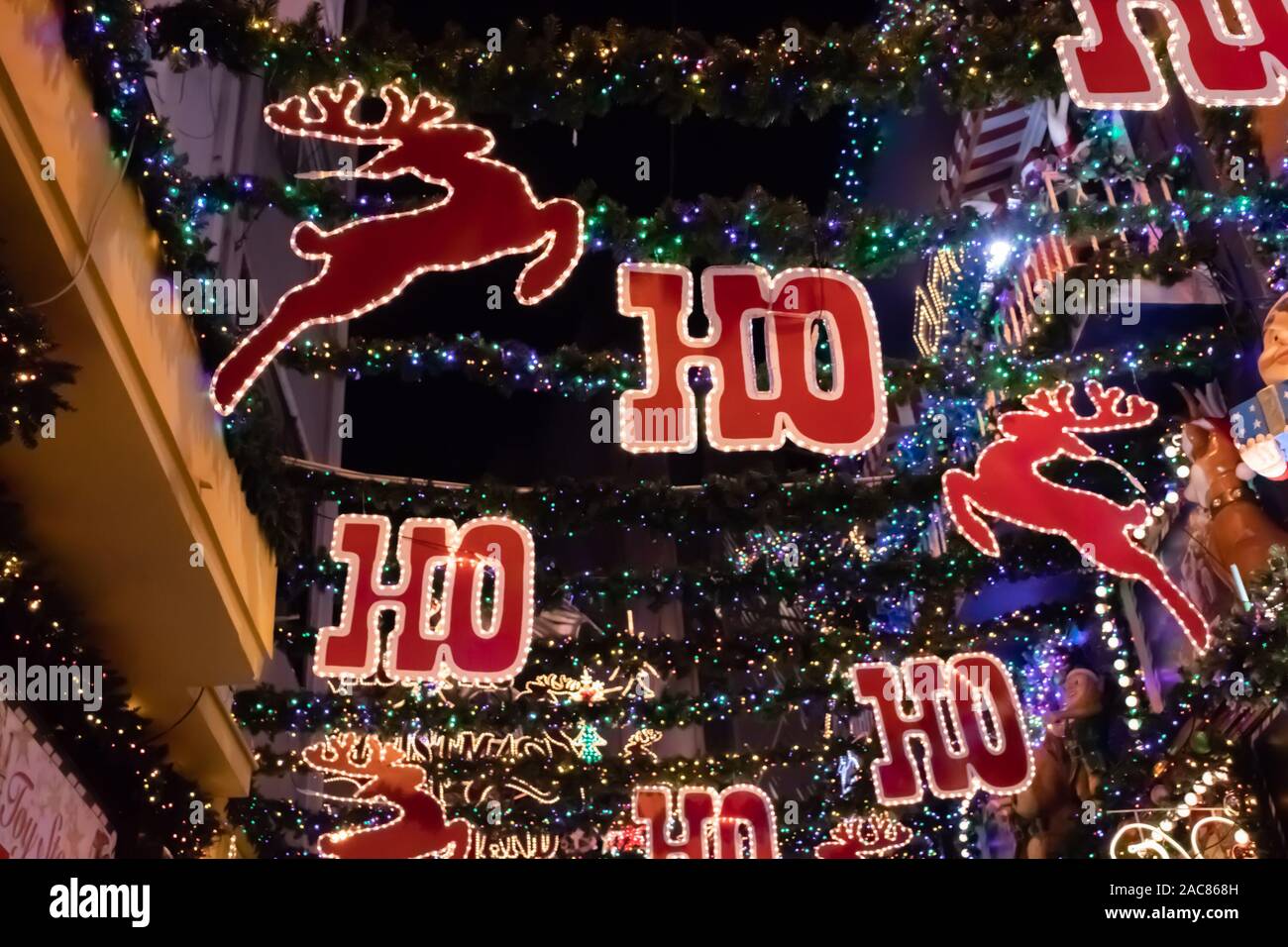 Christmas Outside Street Decoration With Lights Deer Presents