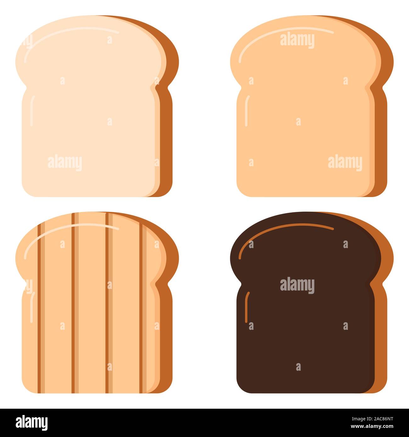 Toasts bread vector set isolated on white background. Stock Vector