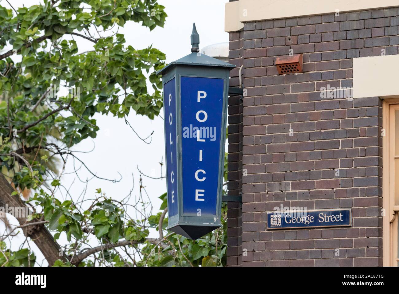 The heritage style Police lamp sign at the Rocks Police Station in the Rocks precinct in Sydney The heritage style Police lamp sign at the Rocks Police Station in the Rocks precinct in Sydney